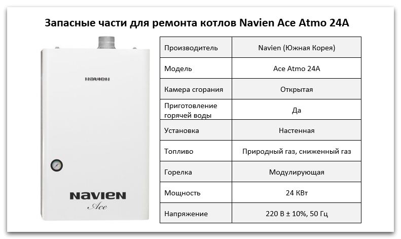 Купить запчасти Navien Ace Atmo 24A в Набережных Челнах