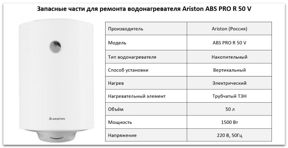 Купить запчасти Ariston ABS PRO R 50 V в Набережных Челнах